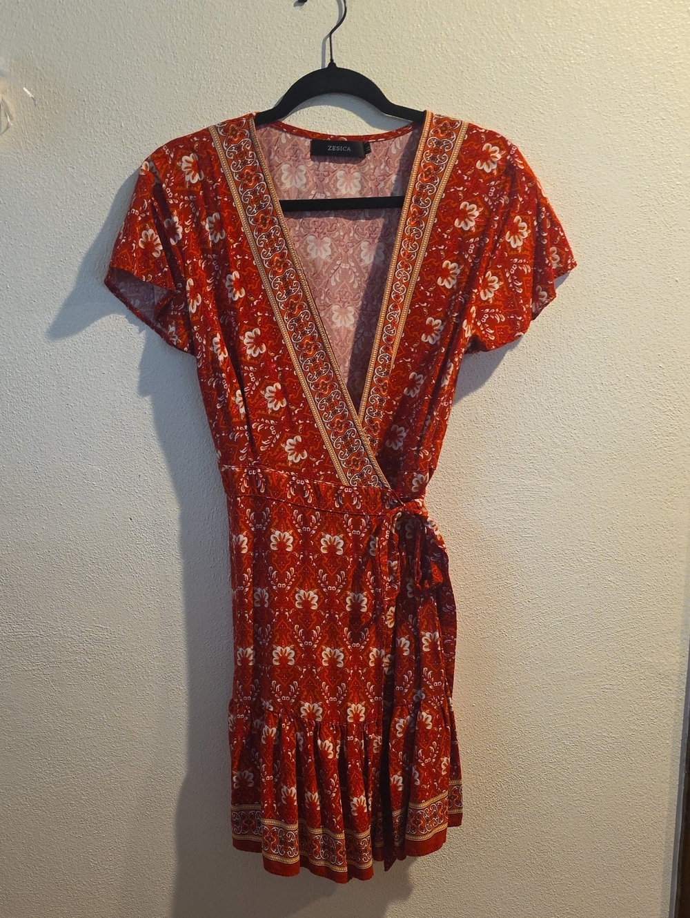 Zessica Floral Print Wrap Dress With Ruffle Hem - Picture 4 of 12